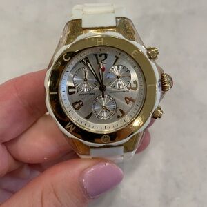 Michele Gold and White Chronograph Watch